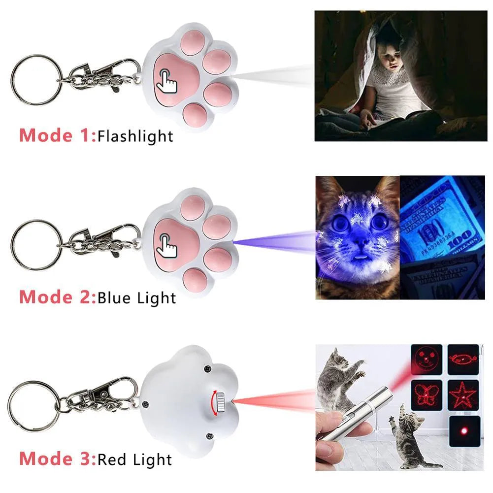 USB rechargeable infrared cat teaser toy and keychain torch in black or pink