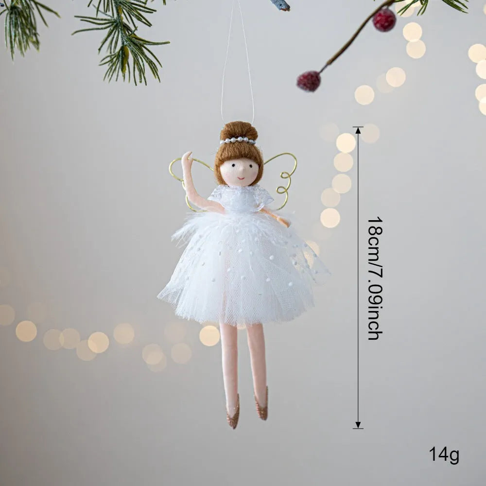 Pink and white cloth ballet angel plush doll pendant for decorative display