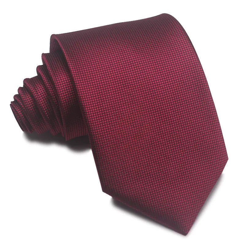Men's red, black, and blue striped jacquard tie with an arrow shape and 8cm width.