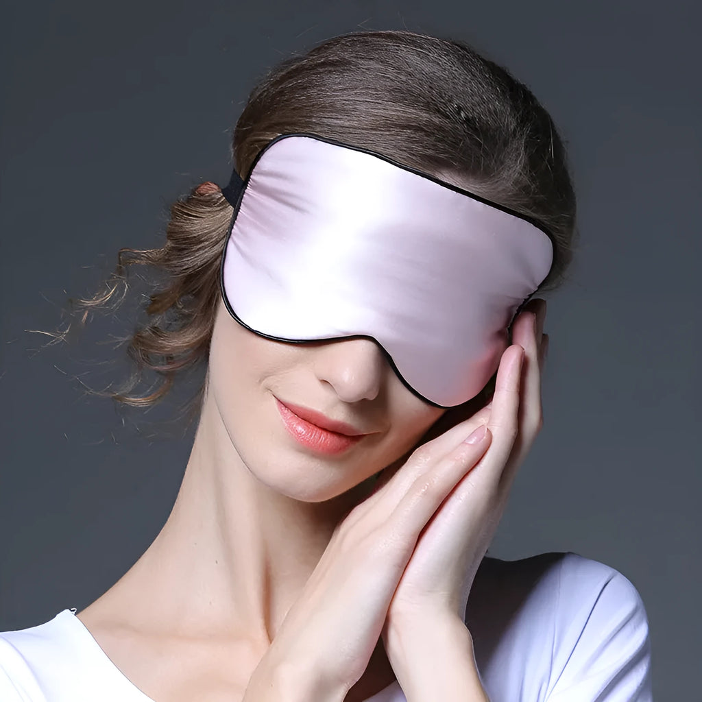 Double-sided mulberry silk eye mask with embroidered print in various colour options