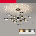 Black iron pendant lamp chandelier with 13 light heads and remote control, 1000mm diameter