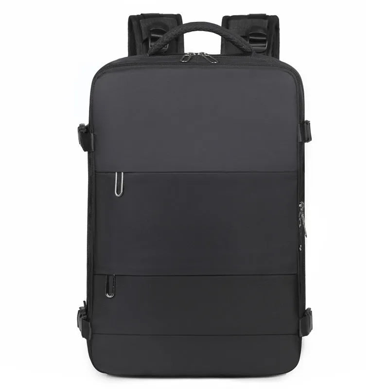 Large-capacity purple travel backpack for women with multiple compartments and an air pillow shoulder strap.