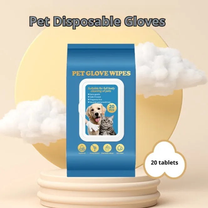 Pack of disposable pet gloves for dog and cat grooming and bath cleaning supplies