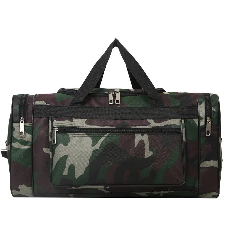 Camouflage waterproof luggage bag with 20-litre capacity and polyester stripe lining