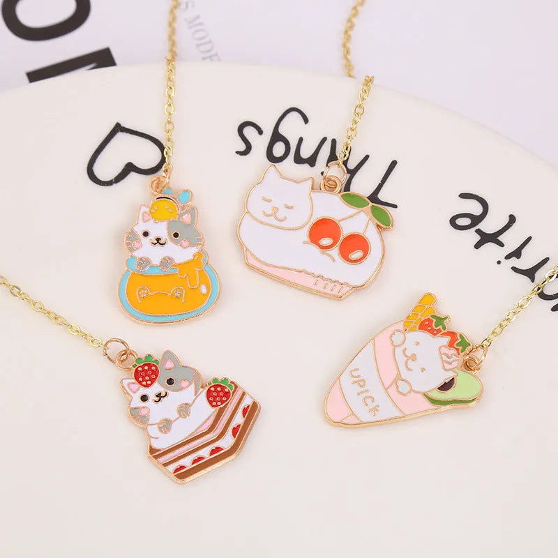 Jane Key Foodie cartoon cat metal bookmark in strawberry cake design