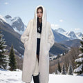 Women's plus size long faux fur coat in brown leopard print with 100cm extended length