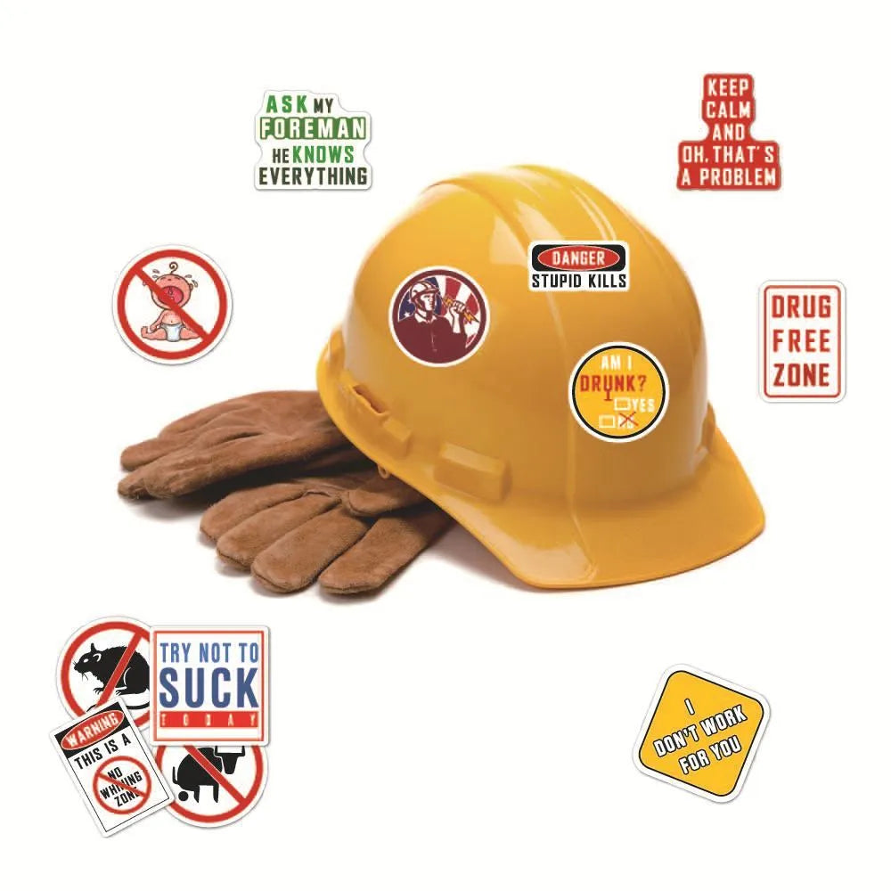 50 waterproof PVC warning slogan stickers for motorcycle and skateboard helmets
