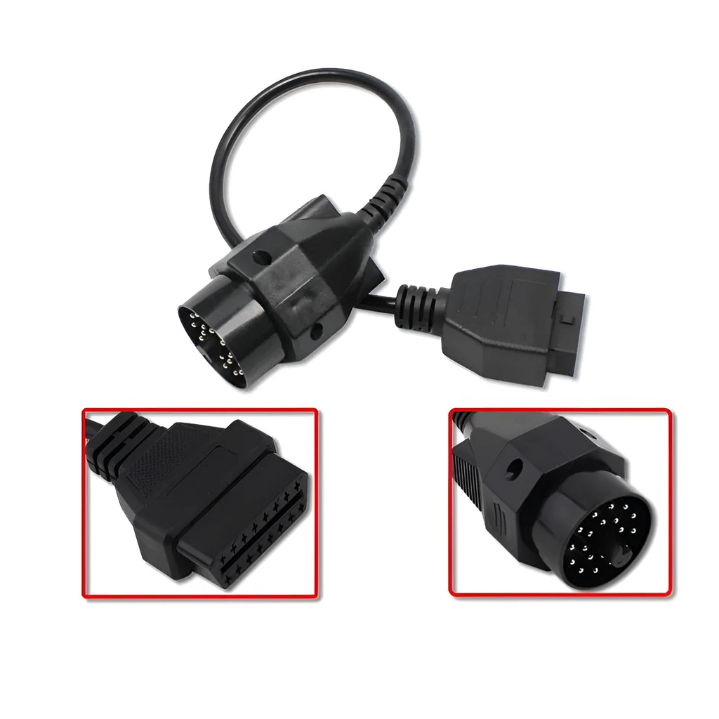 BMW OBD2 diagnostic adapter cable converting 20-pin port to 16-pin OBD2 port