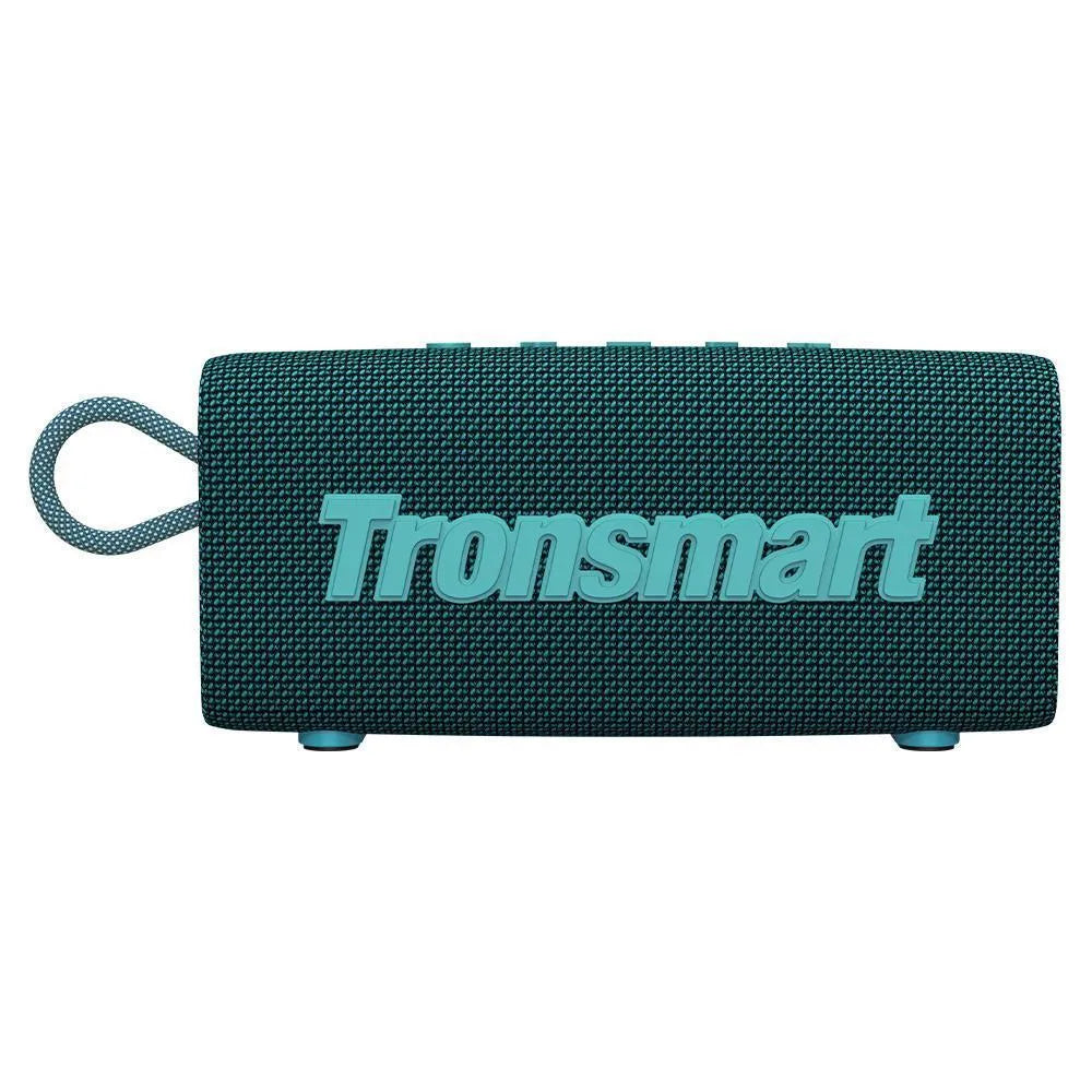 Portable waterproof Bluetooth speaker in multiple colours including black, blue, and camouflage, for outdoor use.
