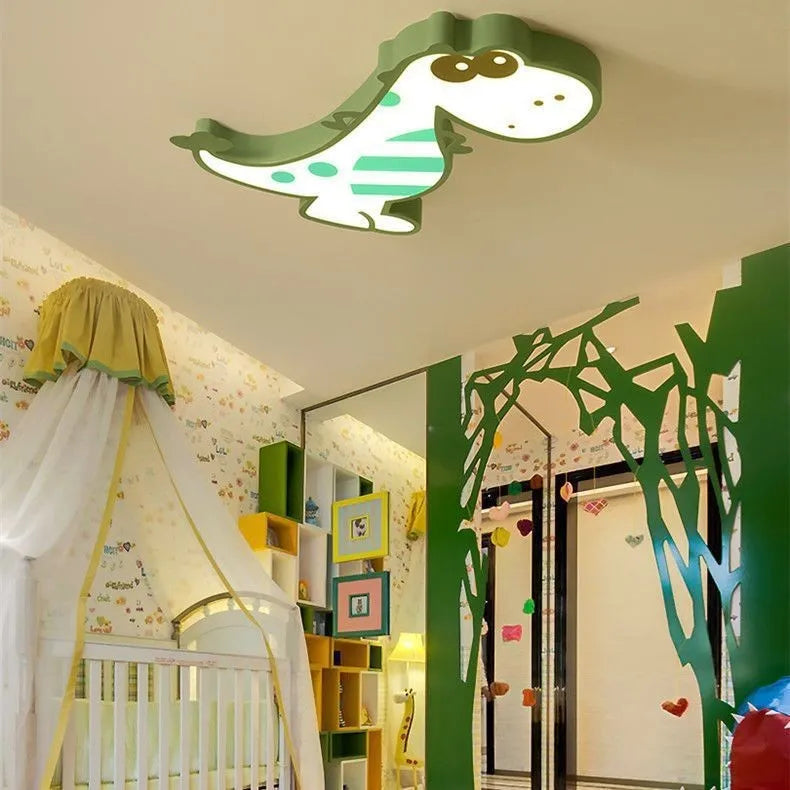 Cartoon dinosaur ceiling light with 48cm diameter aluminium base and PVC shade