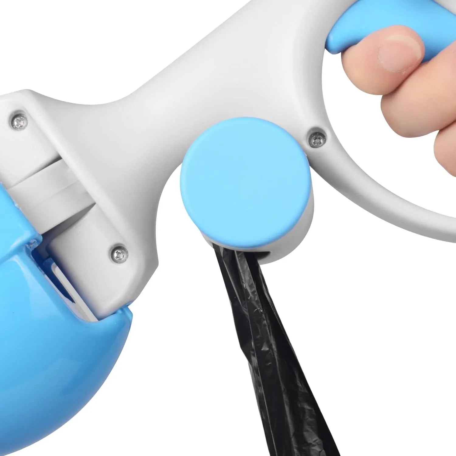 ABS plastic pet pooper scooper with integrated trash bag holder and hanging hook