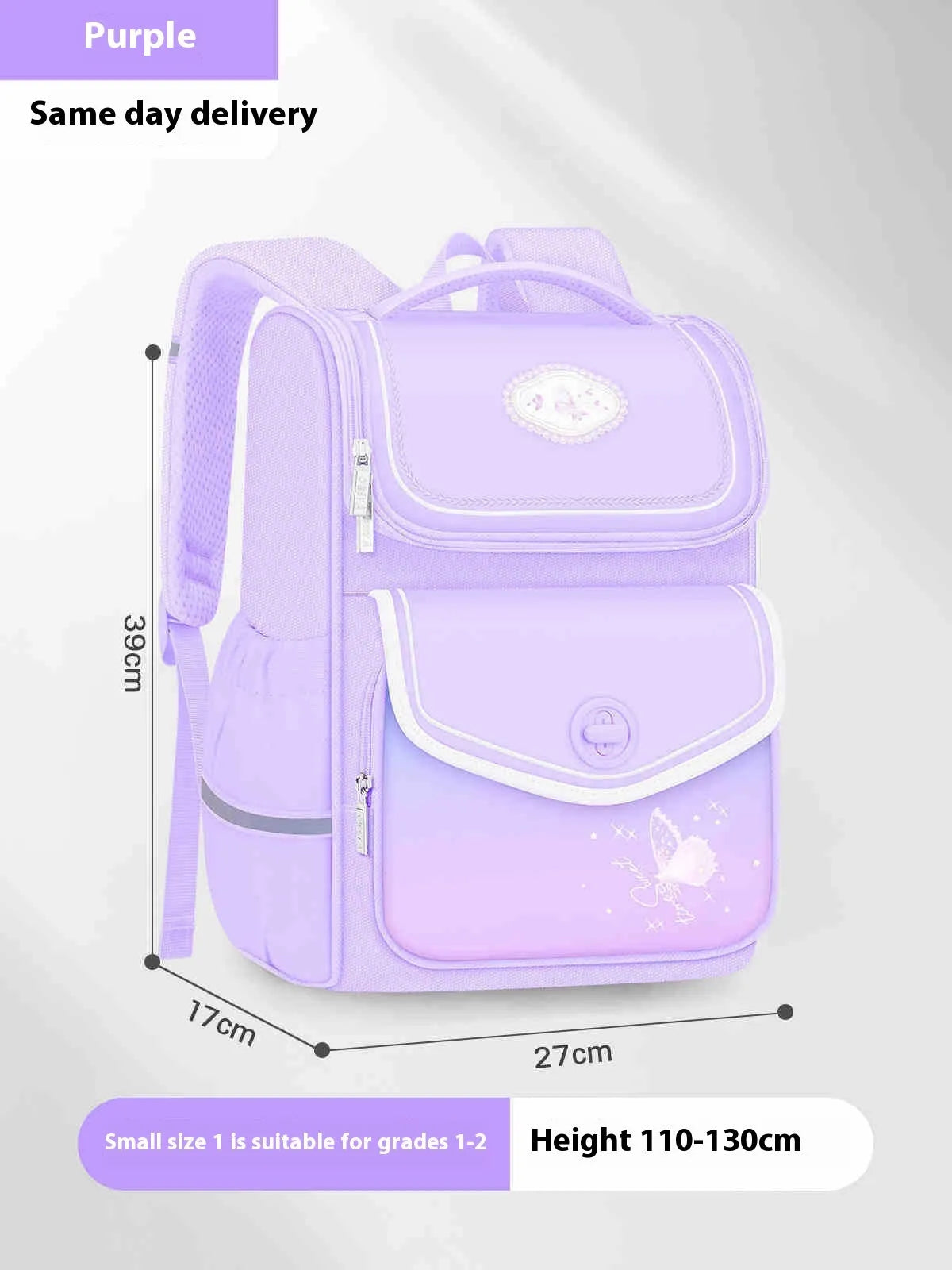Pink large capacity waterproof oxford cloth schoolbag for primary school girls