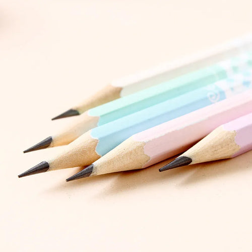 Fifty basswood hexagonal HB pencils in a wooden storage barrel for bulk stationery supply
